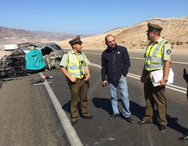 Hasta el lugar del accidente concurrió el fiscal jefe de Chañaral Marcelo Torres Rossel.