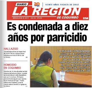 Diario La Región tituló de esta forma un caso de parricidio ocurrido en el año 2016 en la comuna de Coquimbo.