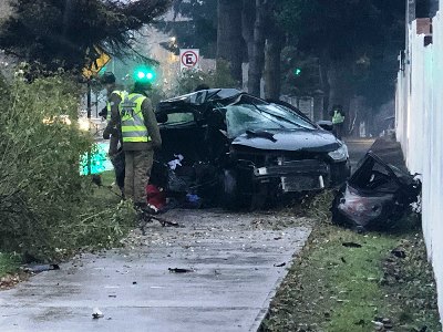 Caso de accidente con tres fallecidos ocurrido el 13 de junio en avenida Baquedano. (Foto Diario de Aysén)