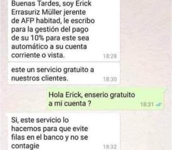 La estafa está circulando por whatsapp, aunque no se descarta que pronto surjan llamados telefónicos, mensajes de texto o correos electrónicos. 