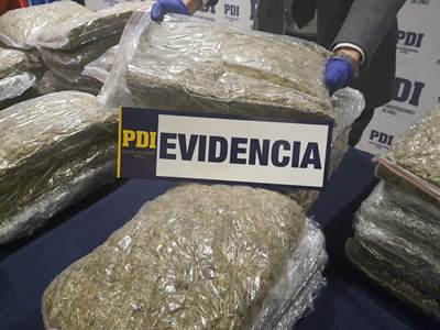Parte de la droga incautada en Alto Hospicio que iba a ser distribuida en Valparaíso.